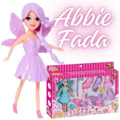 Imagem de Boneca Abbie Fada Magica Brinquedo Infantil Troca Roupa Asas e Cabelo 15Cm
