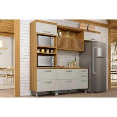 Imagem de Cozinha Modulada Completa Princesa 3 Peças (1Aéreo+1Balcão+1Paneleiro) C6P62 Freijo/Off White - Nesher