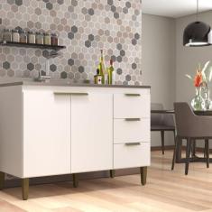 Imagem de Balcão para Cozinha de Pia Ana Móveis Branco