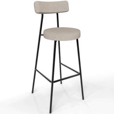 Imagem de Banqueta Alta Bar Cozinha Sala De Jantar Estrutura Em Aço Milão L02 Linho Bege - Lyam Decor
