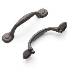 Imagem de Hickory Hardware Puxadores de armário refinados rústicos, puxadores de cozinha para armários e gavetas e ferragens de banheiro, 7,6 cm de centro a centro, ferro rústico, pacote com 10