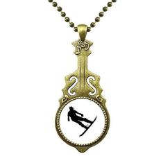 Imagem de DIYthinker Colar com pingente de música de guitarra antiga com tabuleiro de esqui e jogador de esqui