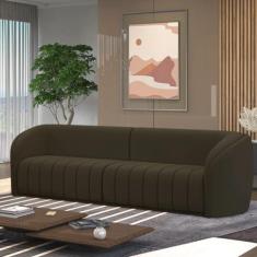 Imagem de Sofá Decorativo Sala de Estar 332cm Adam 4 Lugares Veludo Marrom G45 - Gran Belo