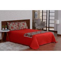 Imagem de Jogo De Cama Com Colcha Fronhas E Xale 4Peças Vermelho Queen - Beatriz