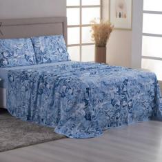 Imagem de Jogo De Cama King Algodão Malha Macia E Resistente Estampado 04 Peças
