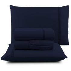 Imagem de Jogo de Lençol Queen 4 Peças Ponto Infinito Percal 300 Fios - Linda Ca