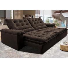 Imagem de Sofá Retrátil e Reclinável 2,35m Cama Inbox Big Fresh com Softgeld40 Velupluma Café