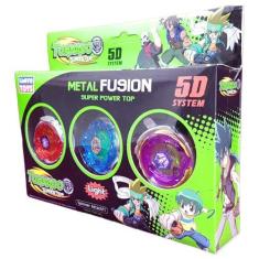 Imagem de Kit 3 Beyblade Metal C/Luz Led Speed Light + 3 Lançadores - Toys
