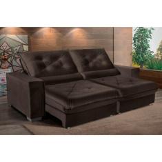 Imagem de Sofá Cancún Retrátil/Reclinável 2,30m Suede Velusoft café c/molas ensacadas pillow top-Sofá Casa