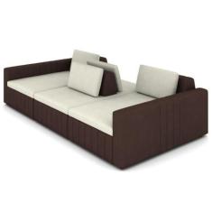 Imagem de Sofá Ilha Modular 3,04 com Encosto RemovÍvel Bordado Kauai Linho e Sin