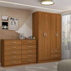Imagem de Guarda-Roupa Mila 4 Portas 2 Gavetas com Cômoda 10 Gavetas Cinamomo - Panorama Móveis