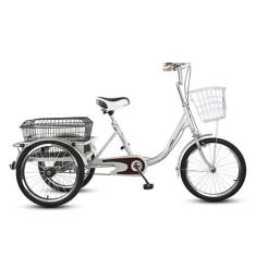 Imagem de Triciclo adulto de 3 rodas ao ar livre 1 velocidade Trike Cruiser bicicleta com cesta de carga triciclo de ciclismo para idosos mulheres homens piqueniques compras piquenique ciclismo pedalar