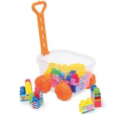 Imagem de Brinquedo Educativo Carrinho De Puxar Bloco Didatico Montar - Cotiplás