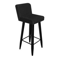 Imagem de Banqueta Alta Com Encosto Lana Bistrô Pé Palito Suede Preto