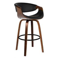 Imagem de Banqueta com Apoio e Base de Madeira Nicole Rivatti Preto