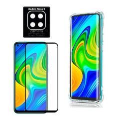 Imagem de Kit Capa Antishock Compatível Xiaomi Redmi Note 9 + Película 3D 9d Vidro Temperado + Película Nano Flexível Câmera (Não serve Note 9s)