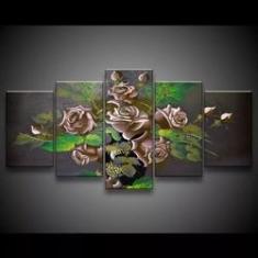 Imagem de Quadro Decorativo 129x63 Sala Flores s Marrons 1