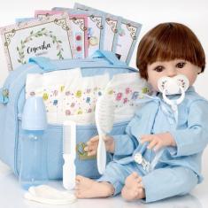 Imagem de Boneco Bebê Estilo Reborn Principe 100% Silicone Realista - Cegonha Re