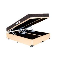 Imagem de Cama Box Baú Casal Colchão Espuma D45 + Box Bipartido Sintético Bege Serra Negra 62x138x188