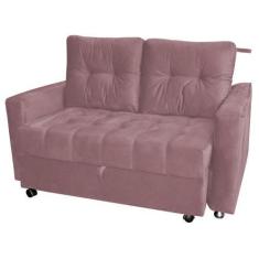 Imagem de Sofá Cama Casal Reclinável Drika - Veludo Turkey Rosê - Matrix