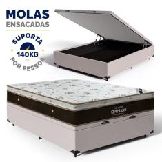 Imagem de Cama Box Baú com Colchão de Molas Ensacadas Ortobom Sleep King Casal 138cm