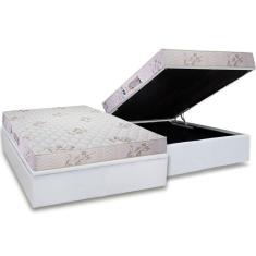 Imagem de Cama Box Baú Casal: Colchão Espuma D33 Luckspuma Supreme Floral Pró Saúde Duplo + Base CRC Courano White(138x188)