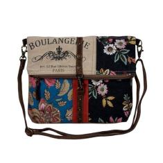 Imagem de Myra Bag Bolsa tiracolo feminina - Bolsa de ombro de lona e couro reciclada ocidental, Floral, One Size
