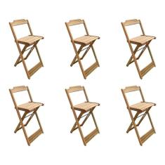 Imagem de Jogo De 6 Banquetas Bistrô Dobrável Em Madeira Padrão - Sem Pintura / Crua - Marrom