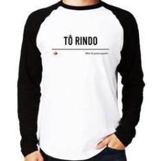 Imagem de Camiseta Raglan Tô Rindo Mas Tô Preocupado Manga Longa - Foca Na Moda