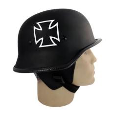 Imagem de Capacete coquinho estilo militar Scooter Elétrica Moto Preto com Cruz 