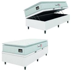 Imagem de Cama Box Baú Solteiro Colchão Espuma D33 Pillow Top Van Gogh 88x188x65cm Branco Hellen – Suporta Até 120 Kg Por Pessoa