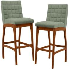 Imagem de Kit 02 Banquetas Alta Para Cozinha Sala De Jantar Fixa Mila L02 Bouclê Oliva - Lyam Decor