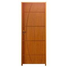 Imagem de Kit Porta de Madeira Semi-Oca Belíssima 5 Rodam Padrão Imbuia - Lado D