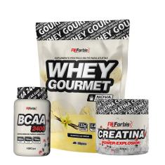 Imagem de Kit Whey Protein Refil + Creatina 300g + BCAA 100 cáps Gourmet - FN Forbis Nutrition