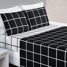 Imagem de Jogo De Lençol Queen Square 4 Peças Preto