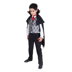 Imagem de Fantasia Vampiro Drácula Infantil Luxo + Capa Colete Gravata