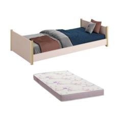 Imagem de Cama Solteiro Evolutiva Ravi 2 Em 1 Com Pés Madeira Natural Rosa Fosco