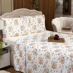 Imagem de Jogo De Cama Estampado Floral Palha King 04 Peças