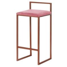 Imagem de Banqueta Decorativa Jasmine Base Bronze Suede Rosa G41 - Gran Belo