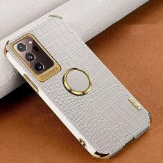 Imagem de Capa de telefone com textura de crocodilo para Samsung Galaxy Note 20 Ultra S21 S20 S10 Plus A72 A52 A51 A71 A50 A70 Capa de suporte magnético, Suporte magnético branco, Para Galaxy A51 4G