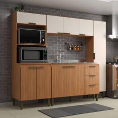 Imagem de Cozinha Completa Bia 9 Portas 3 Gavetas Freijó/Off White - Jcarvalho