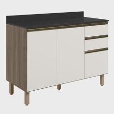 Imagem de Balcão de Cozinha Com Tampo 120cm Maly N03 Carvalho/Off White - Mpozenato