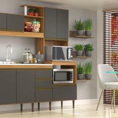 Imagem de Cozinha Alice Compacta 8 Portas 2 Gavetas Nicho para Forno e Micro Manchester/Grafite