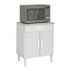 Imagem de Balcão Microondas Simples Cozinha Mdp 15mm 2 Portas 1 Gaveta - Branco