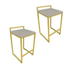 Imagem de Conjunto 02 Banqueta Alta Industrial Pietra Suede Marrom Rato