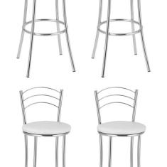 Imagem de Kit 4 Banquetas Altas Cromadas Bc26/a - A102 Cromado/Branco