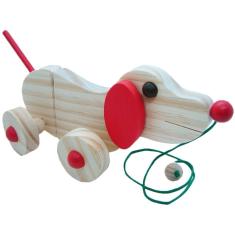 Imagem de Cachorro Articulado De Puxar Em Madeira 100% Artesanal