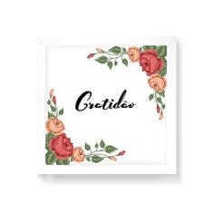 Imagem de Arte Maníacos Quadro Decorativo Gratidão Flores Fundo  - 50x50cm (Moldura em laca )