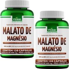 Imagem de Kit 2 Malato De Magnésio Vitalab 500Mg 120 Cápsulas