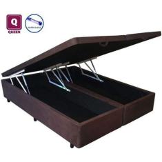 Imagem de Cama Box Com Baú Bipartido Queen size Suede Marrom - Real Comfort esto